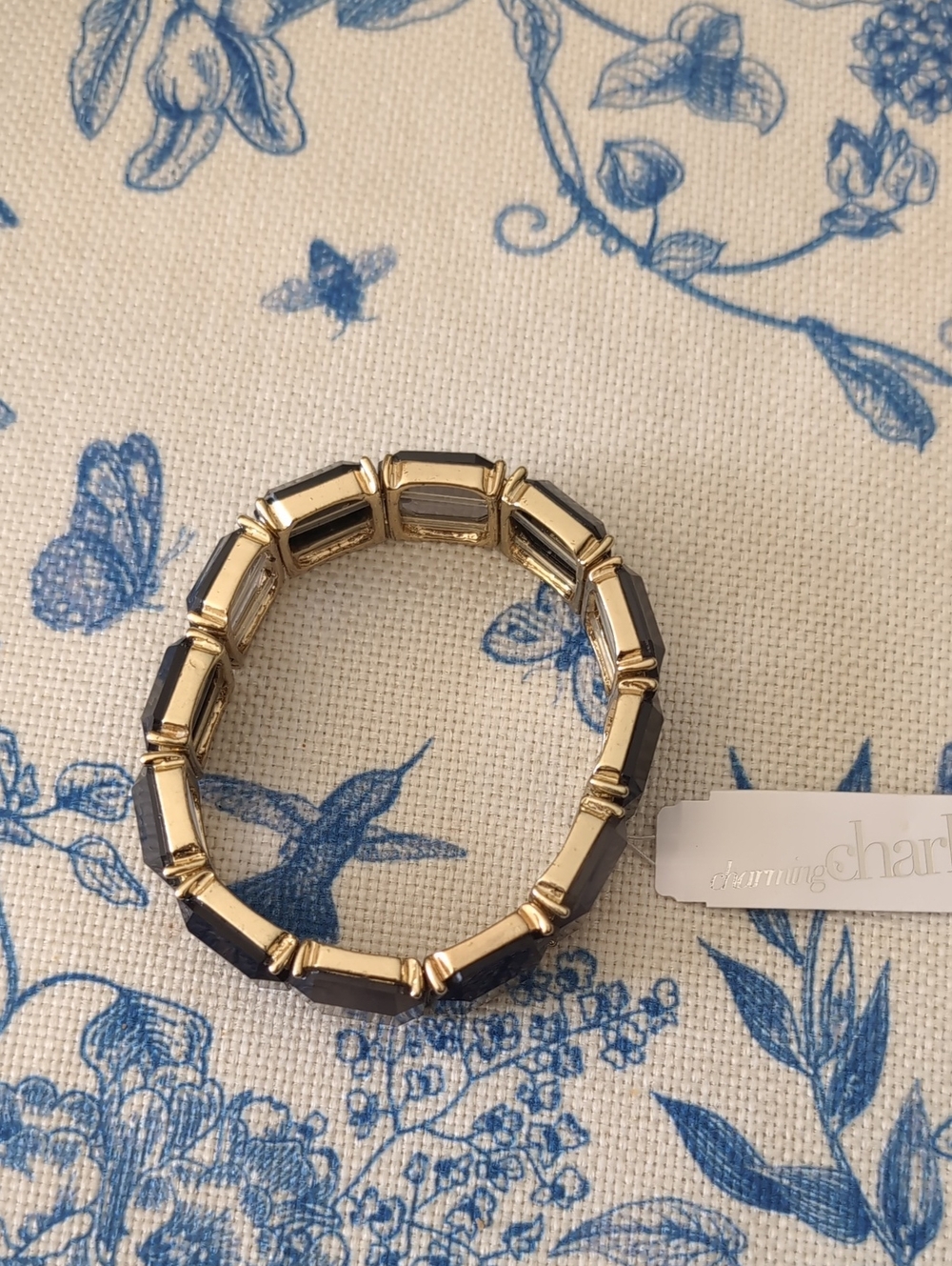 Charming Charlie - Black, Grey And Gold Stretch Bracelet NWT